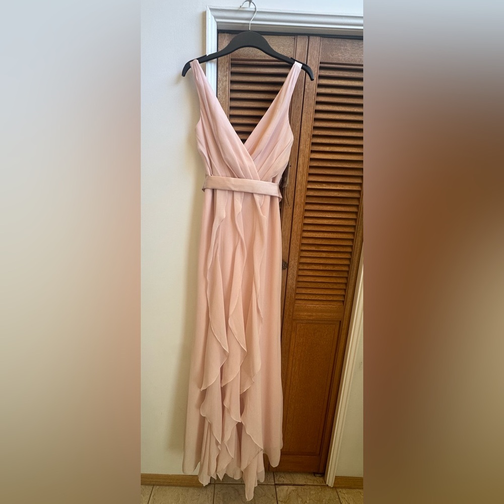 White By Vera Wang brand new with tags blush pink size 2 gown with satin belt - Picture 2 of 11